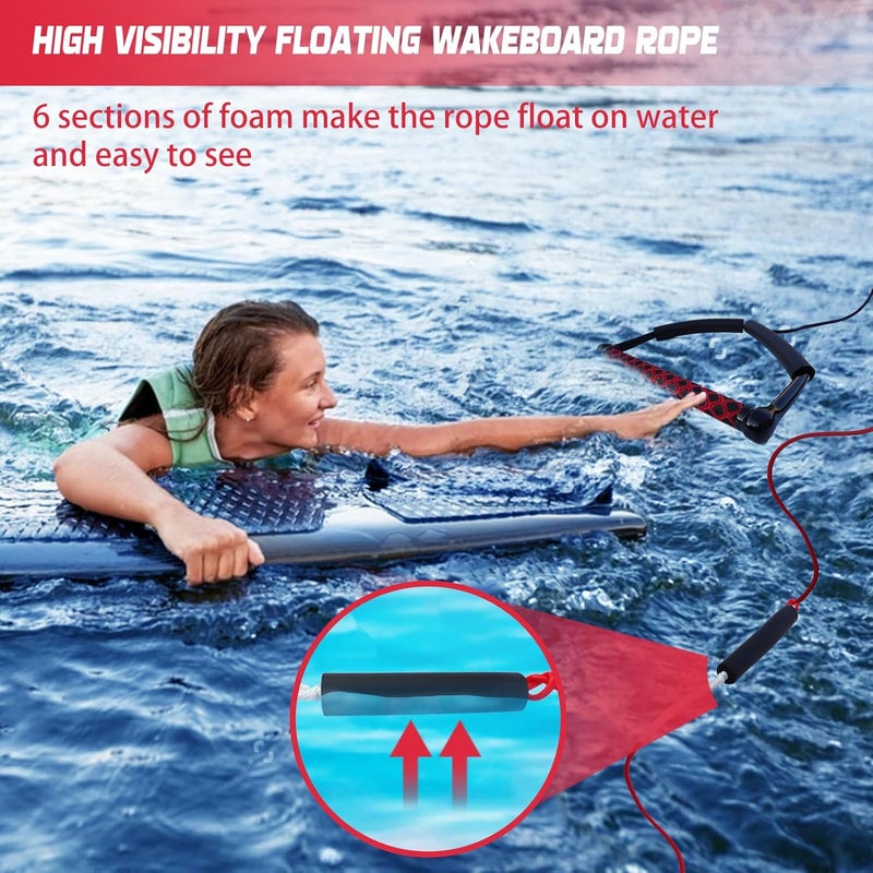 ASVAEVAS 75FT Wakeboard Rope and Handle, No Stretch Dyneema Wakeboard Tow Rope, 4 Sections Floating Water Ski Ropes for Wakeboarding, Waterskiing, Kneeboarding and Wakesurfing - Image 3